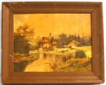 Oil Painting of German Village