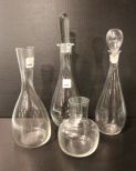 Two Glass Decanters & Two Glass Vases