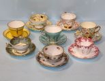 8 Decorative Cups & Saucers