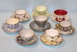8 Decorative Cups & Saucers