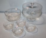 Glass Cake Stands & 5 Glass Bowls
