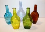 4 Color Glass Jars & Swirl Glass Vase