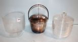 Crescent Silverplant Ice Pucket, Plastic Ice Bucket & Glass Compote