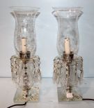 Etched Hurricane Glass Lamps