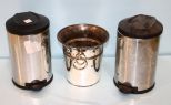 Two Metal Small Trash Cans and Metal Bucket