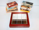 Glass Tic Tac Toe Game with Board Set and Eleven Assorted Books