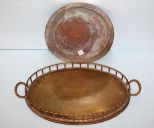 Metal Round Tray & Large Oval Brass Tray
