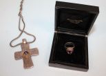 925 Ring, 22K Cross