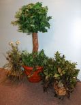 Two Flower Arrangements & Artificial Plant