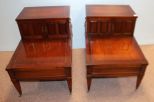 Pair of Mahogany Step Up End Tables