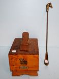 Oak Shoe Shine Box and Brass Shoe Horn