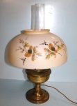 Converted Aladdin Brass Lamp with Hand Painted Shade