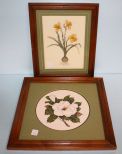 Two Needlepoint Flower Pictures.