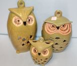 Three Ceramic Owls