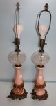 Pair Pink Porcelain Lamps