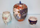 Painted Chinese Ginger Jar, Footed Inarco Egg Vase & Small Limoge Bowl