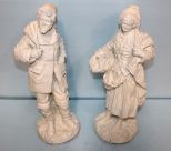 Pair Statues of Fisherman and Woman