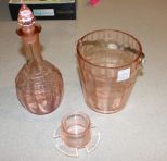 Pink Depression Glass, Ice Bucket & Decanter