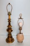 Brass Lamp & Glass Lamp