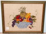 Vintage Stitchwork of Basket with Fruit