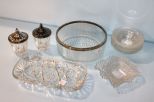 Salad Bowl, Two Condiment Jars, Glass Tray, Five Bowls & Two Dishes