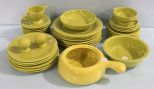 Bruche' Pottery Dip Bowl & Green Fiesta Dishes