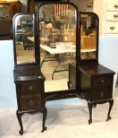 Mahogany 1940's Drop Center Dressing Table with Mirror