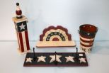 Painted Bird House, Painted Patriotic Pad, Shelf & Hat Rack