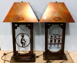Pair Copper Table Lamps