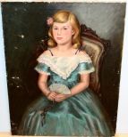 Oil Painting of Young Girl in Victorian Chair
