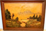 Oil Painted of Mountain Scene