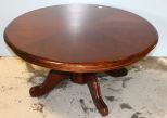 Round Mahogany Single Pedestal Coffee Table