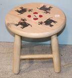 Wood Stool with Cow Designs