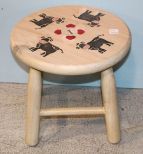 Wood Stool with Cow Designs