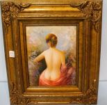 Oil On Canvas of Lady in Gold Frame