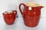 Red Huesnbrews Teapot and Large Red Pitcher