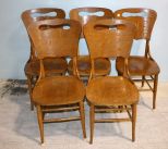 Set of Five Oak Antique Kitchen Chairs
