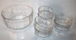 Clear Glass Salad Bowl & Six Smaller Bowls