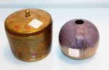 Brass Covered Jar & Pottery Vase