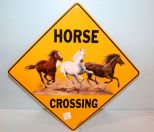 Hand Painted on Tin Horse Crossing Sign