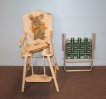 Childs Highchair & Metal Folding Chair
