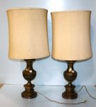 Pair Brass Table Lamps