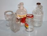 Glass Decanter, Goblet, 2 Cider Jars & Vinegar Jar