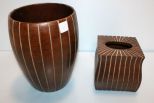 Cherrywood Wastebasket & Tissue Box