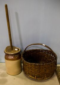 Butter Churn and Large Basket