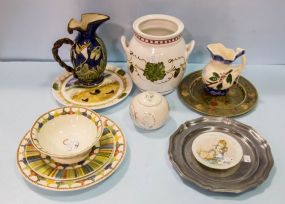 England Pitcher, Plates, and Porcelain Jar