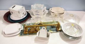 Pyrex Bowls, Corning Ware, and Towel Rack