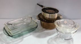 Pyrex Bowls, Casseroles, Strainer, and Mixing Bowls