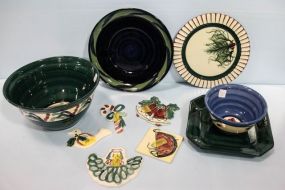 Gail Pittman Bowls, Trays, Four Christmas Decorations, and Small Tile