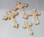 Four Various Painted Resin Crosses